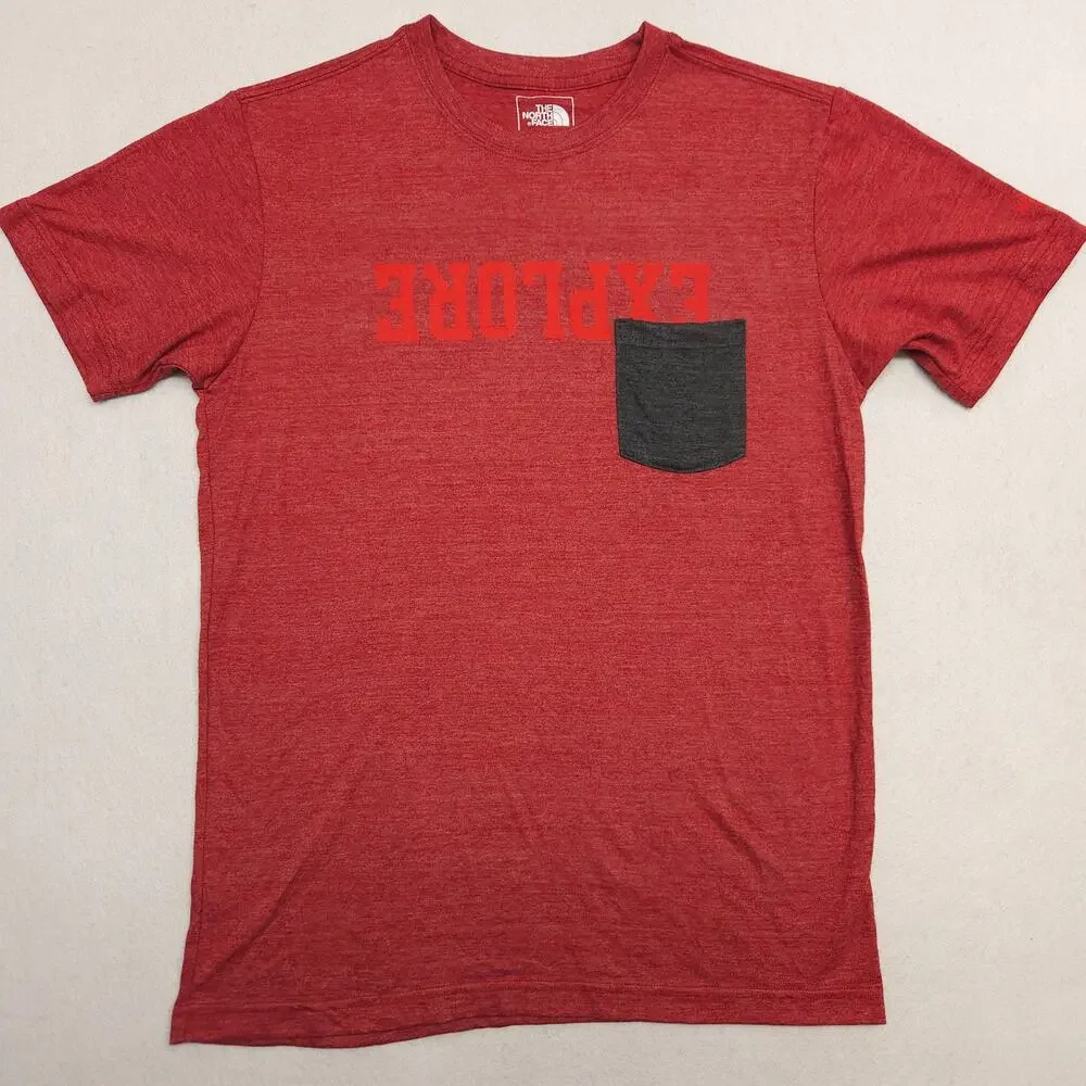 The North Face Explore Short Sleeve Crew Neck Graphic T-Shirt Mens Size M Red